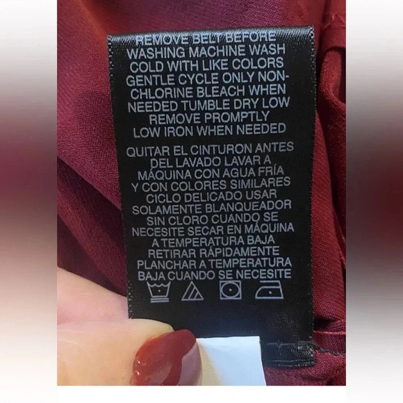 Norma‎ Kamali Burgundy Jersey Knit Tie Waist Dress Womens Size Large (509) - Picture 6 of 7